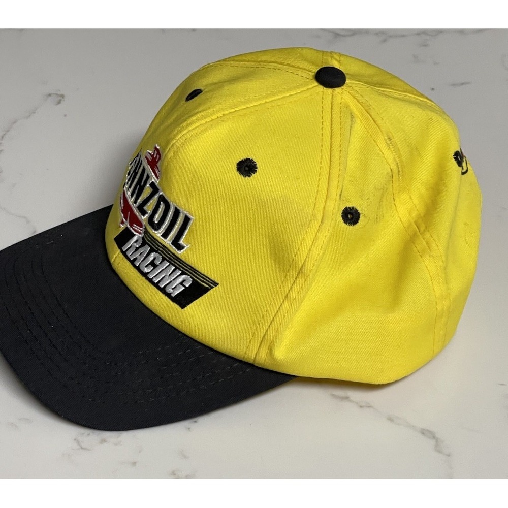 Vintage 90s PENNZOIL RACING STRAP BACK‎ HAT Cap K Products Nascar Lightly Worn - Picture 2 of 6
